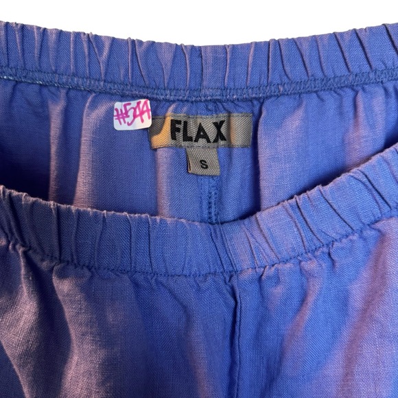 FLAX Linen Wide Leg Cropped Pants Blue Purple Elastic Waist Women's Size S - Picture 7 of 9